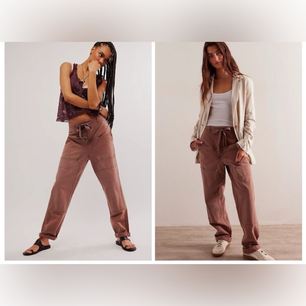 Free People Brown Drawstring Utility Pants